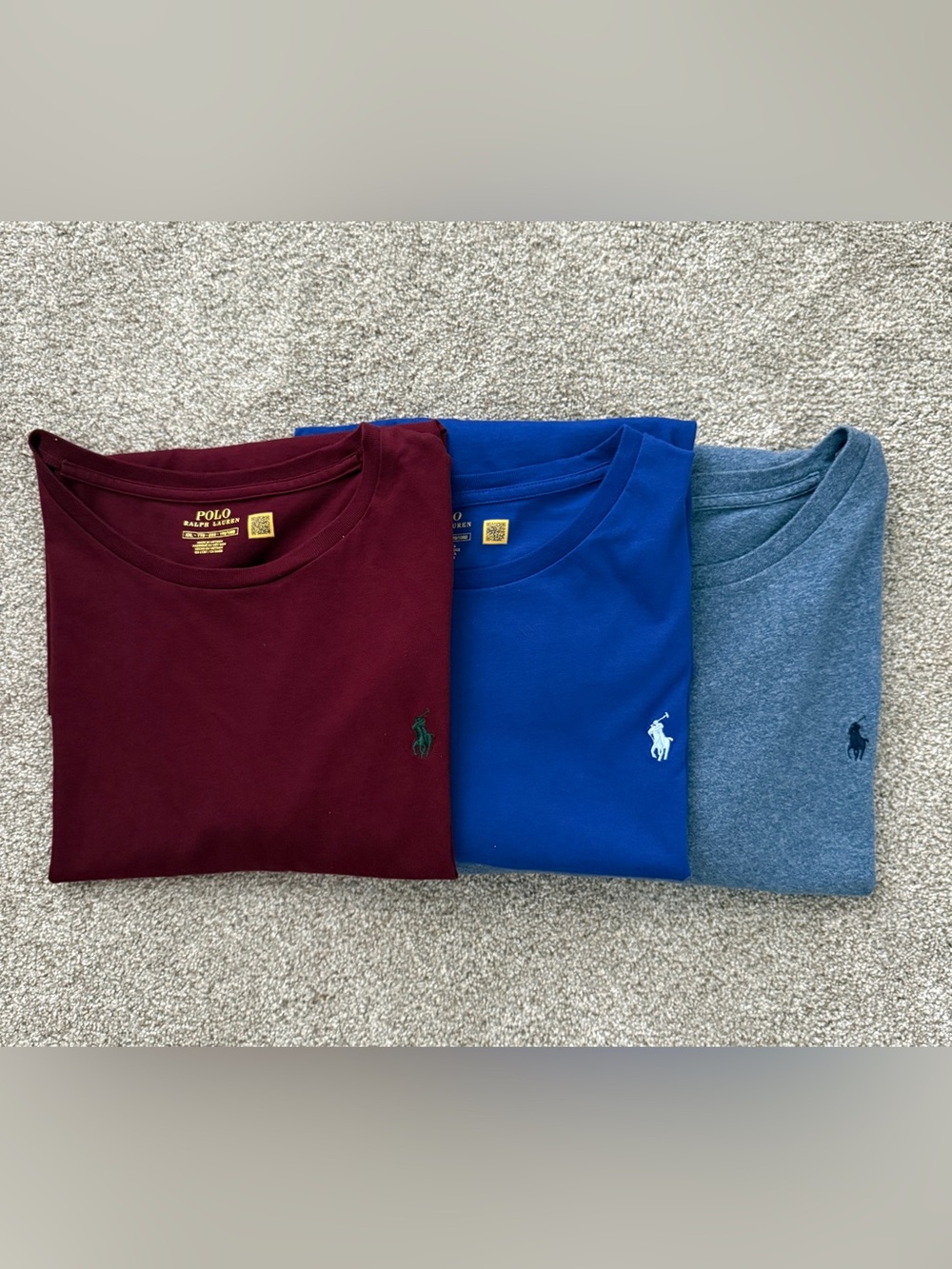 Polo by Ralph Lauren Men's Crewneck T-Shirt - Burgundy, Royal Blue, Heather Gray